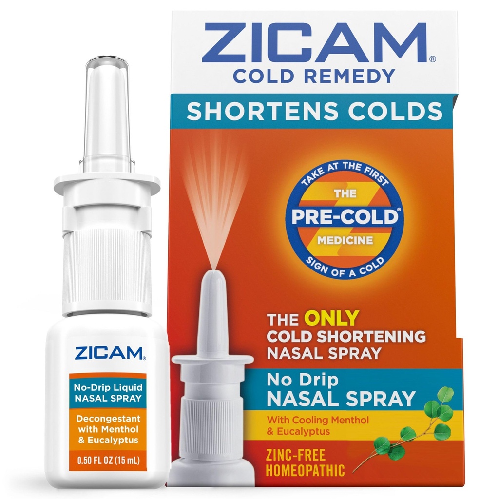 Zicam Cold Remedy No-Drip Nazal Spray s hlajenjem Mentol & Eucalyptus, Homeopatic, Cinc-free, Pred-Cold Medicine, Skrajša hladno trajanje, 0.5 Ounce