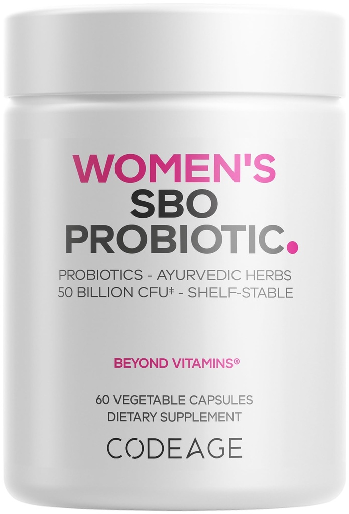 Koda Ženski probiotiki Dodatek - 50 milijard CFU - SBO probiotiki in prebiotiki - brusnice - Feminin zdravje - fermentirana botanična mešanica, celotna prehranska dopolnila - Vegan, Non-GMO - 60 kapsul