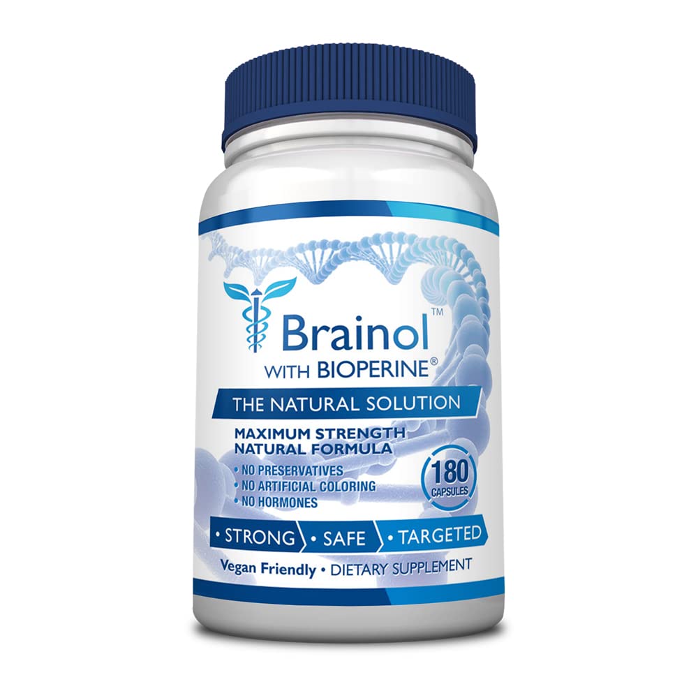 Brainol - najpametnejša izbira za krepitev možganov Nootropic - izboljšanje duševne uspešnosti, fokus in jasnost - z DMAE, Huperzin A, BioPerin - Vegan-prijateljski - 180 Kapsule - 3 Mesec dobave