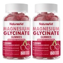 Magnezij Glycinate Gumies 1000mg - Brez sladkorja Magnezij Kalij dodatek z vitaminom D, B6, CoQ10 za mirno Mood in podporo za spanje - 120 Cherry Gummies -2 Pack.