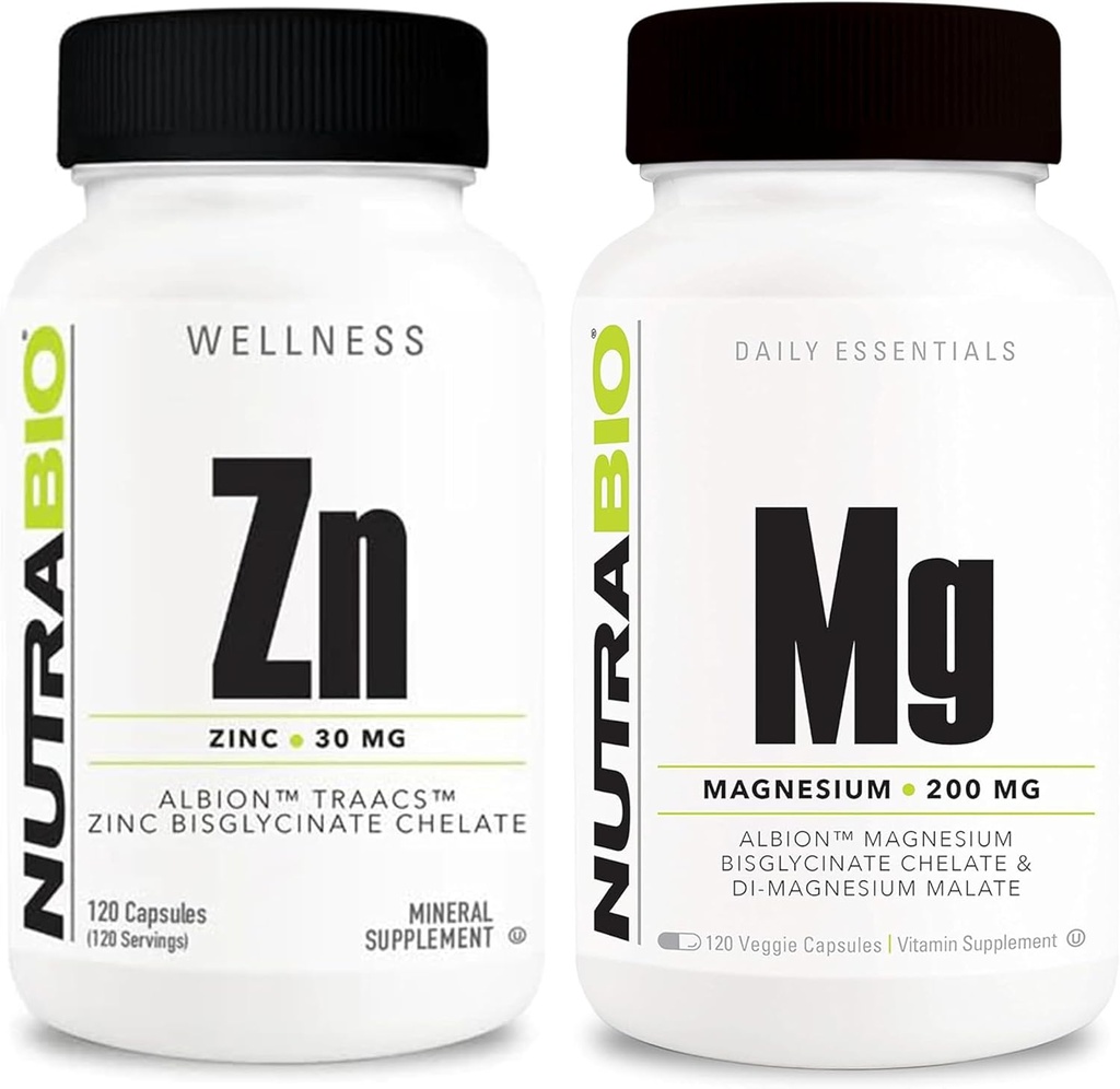 NutraBio Cinkov chelat in reakted Magnezij dopolnilo paket – Vitamin dodatek paket lahko pomoč podporo imunski sistem in zdravje kosti