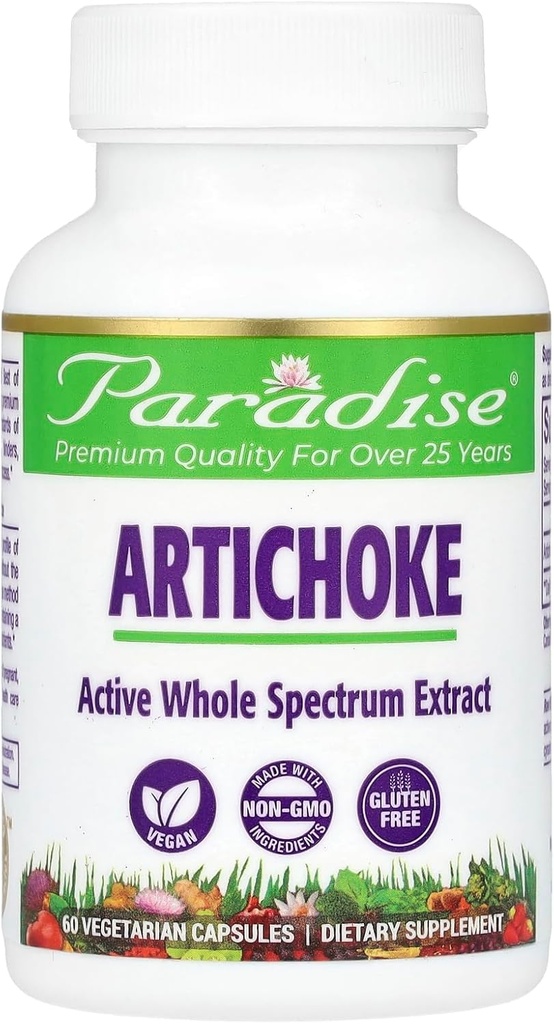 Paradise Herbs Artichoke, 60 vegetarijanskih kapsul (250 mg na kapsulo)