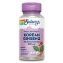 SOLARAY korejski korenski ekstrakt ginsenga - zeliščna podpora za občasni stres, energijo in telesno vzdržljivost - 5% ginsenoside - Vegan, laboratorij preverjen - 60 Serving, 60 VegCaps
