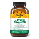 Country Life L-Lysine 1500mg Kapsule z vitaminom D & Elderberry – napredna imunska podpora in kolagenska obnova – Certified Gluten-free & Vegan – 180 kapsul