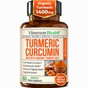 Kurkumin dodatek s črno papriko ekstrakt - visoka moč organska kurkuminoidi 1400mg & 95% kurkuminoidi za skupno in prebavnega zdravja - skupni dodatek podporo - 60 Vegan Curcuma kapsule