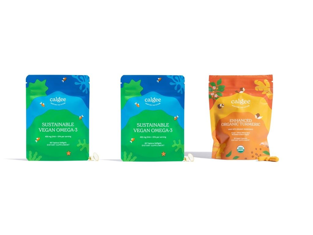 Veganska omega-3 2-pak + USDA organska kurkuma