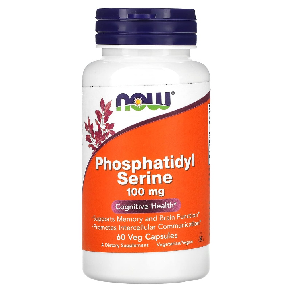 NOW Foods Supplements, Fosfatidil Serin 100 mg s fosfolipid spojino, pridobljeno iz Soy Lecithin, 60 Veg kapsule
