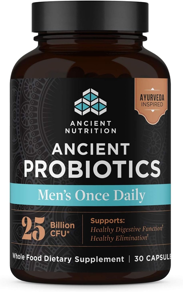 Starodavni prehranski probiotiki za moške, stari probiotični moški enkrat dnevno 30ct, digestivna in imunske podpore, napihnjenost, plin in zaprtje Relief, Gluten brezplačno, Superfoods Mešanica, 25 milijard CFUs*