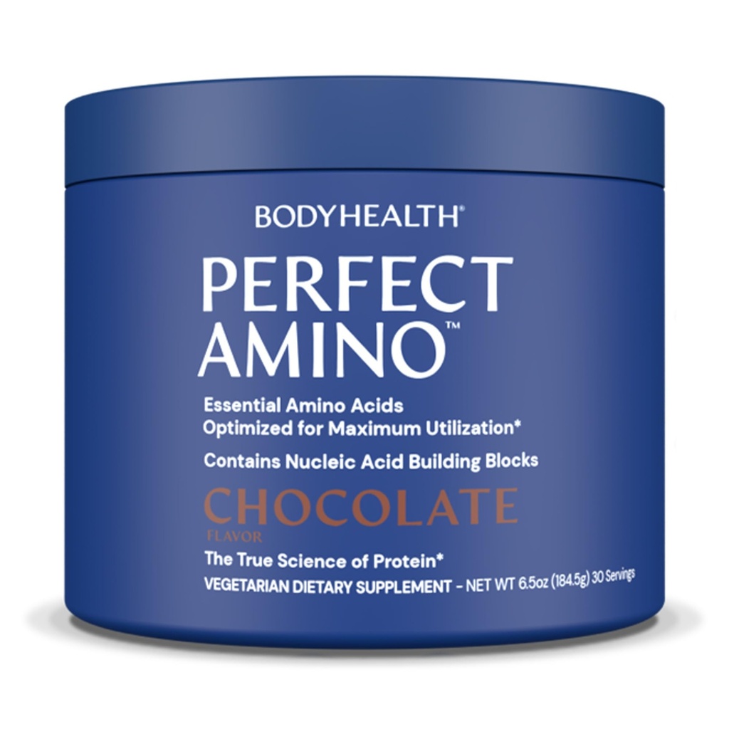 BodyHealth PerfectAmino Powder - BCAA in EAA Powder for Pre and Post Workout - Energijski napitek aminokislin za moške in ženske za podporo najete mišice in okrevanje - Čokolada - 30 Serving