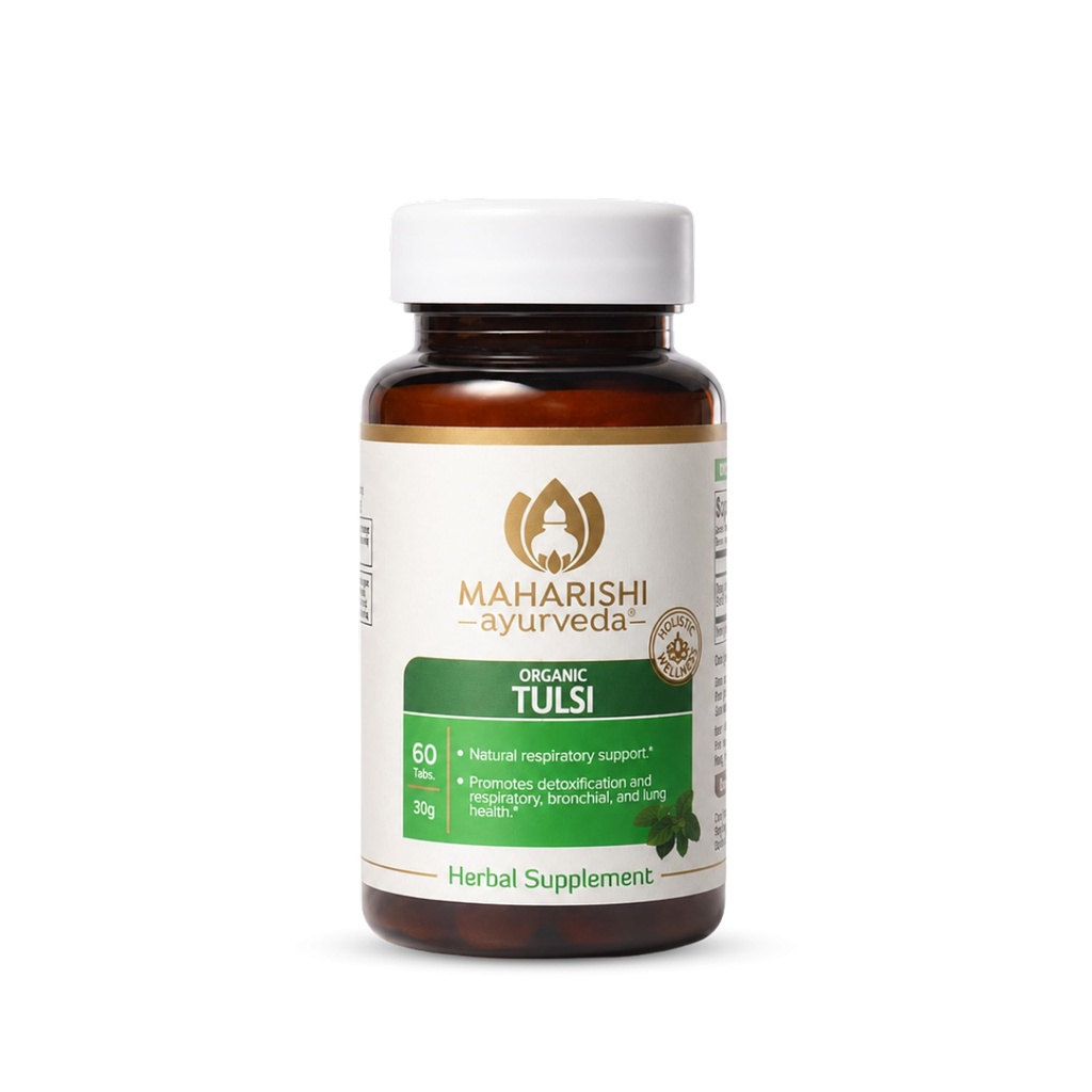 Maharishi Ayurveda Organic Tulsi– 500 mg, 60 Tabs – Herbal Supplement that Supports Respiratory & Immune Health, Promotes Detoxification & Lung Health. Organic Certified | Non-GMO | USDA Certified.*