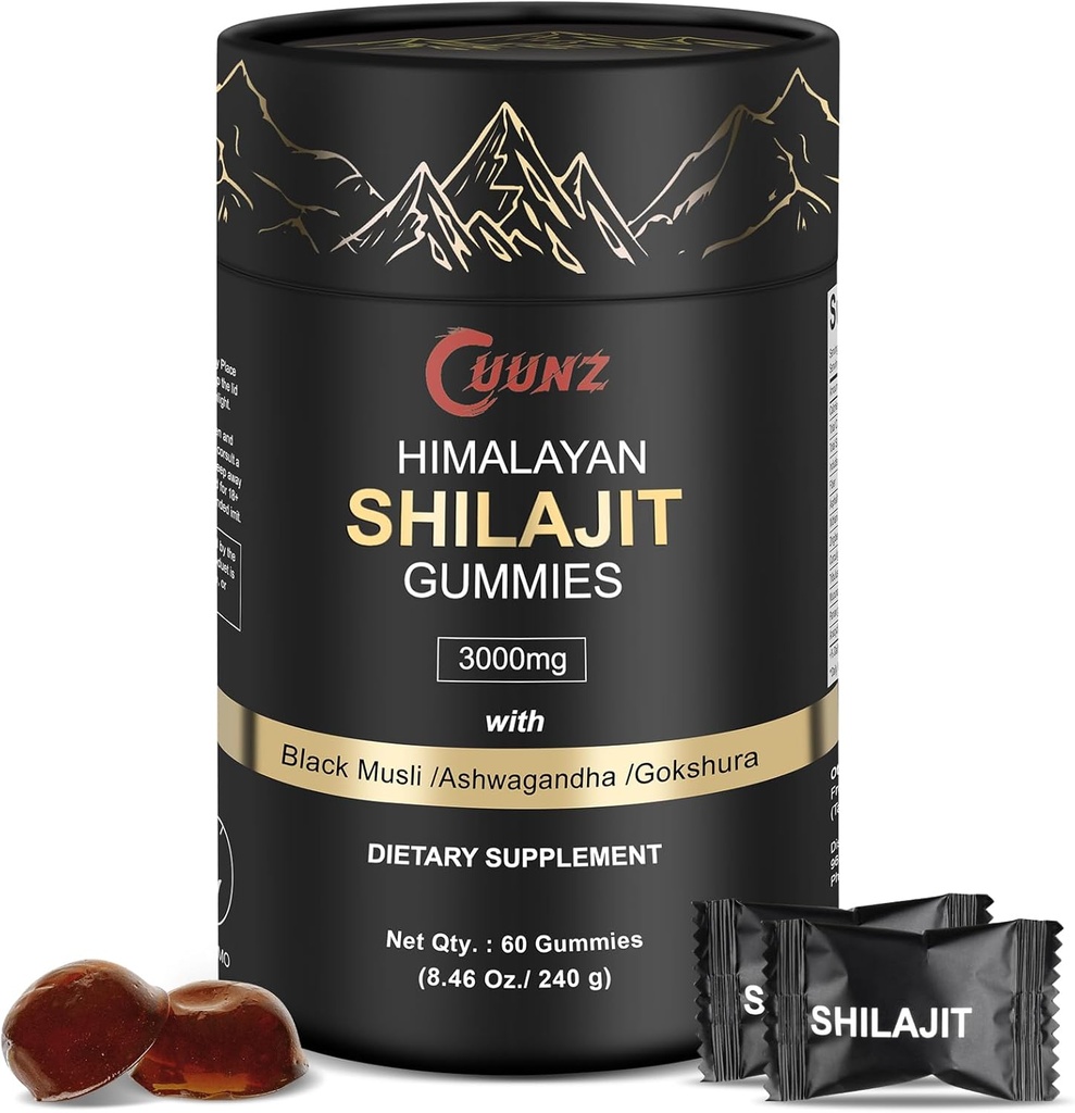 Himalajska Nutritius Shilajit Gummies Gold - Ashwagandha, Gokshura - Fulvic Acid - 85+ Trace Minerali - za moške - Brez dodanega sladkorja (Shilajit Gold Gummies)