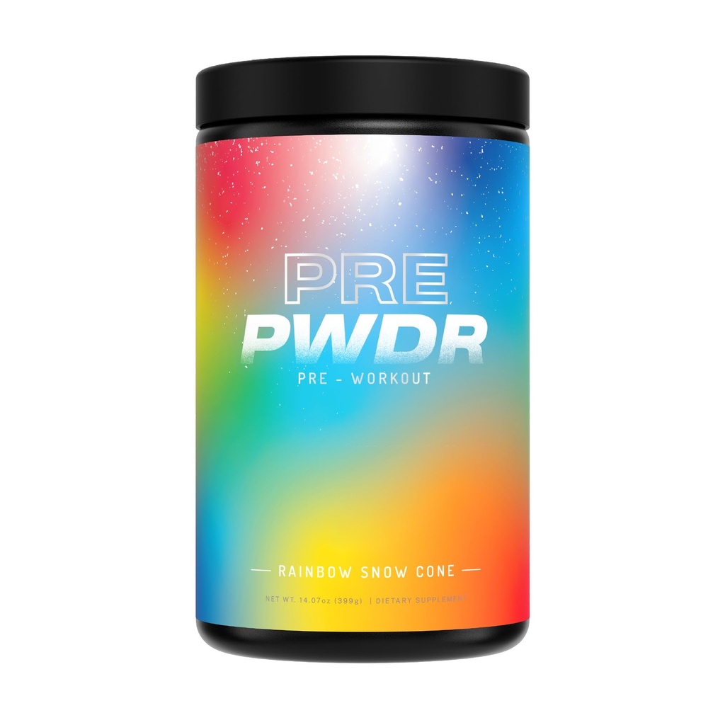 PWDRS pred-workout prašek, vse naravno Pred vadbo za energijo, črpalko, vzdržljivost in moč, s kofeinom (Rainbow snowcone)