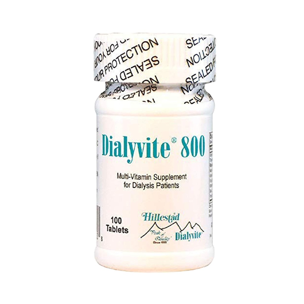 Hillestad Labs Dialyvite 800 Multi-vitamin dodatek za bolnike z dializo, 100 tablet, rumena, Original