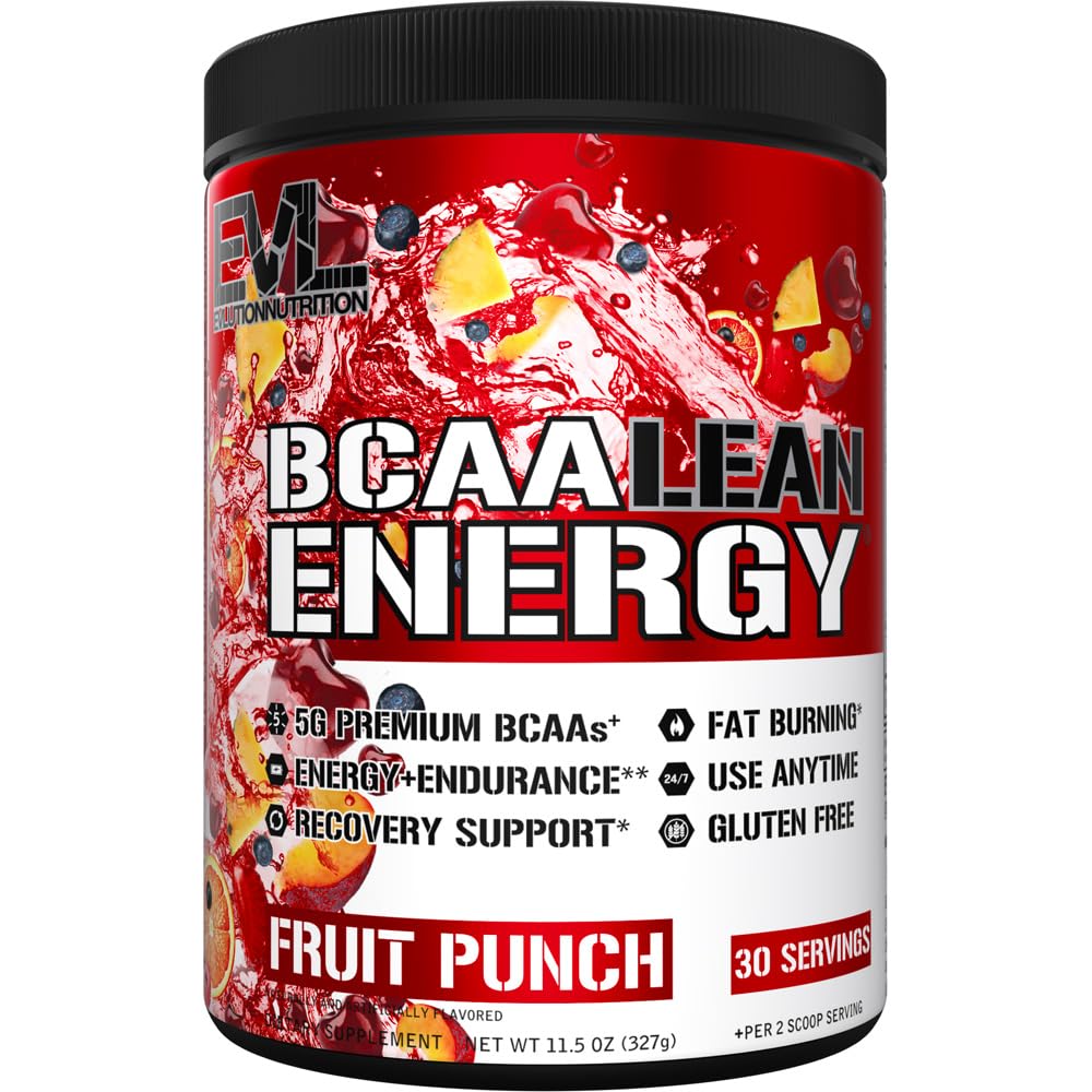 EVL BCAA Lean Energy Powder - Pred treningom Zelena Tea Fat Burner Support with BCAA Aminokisline and Clean Energizers - BCAA Powder Post Workout Recovery Drink for Lean Muscle Recovery - Sadje Punch