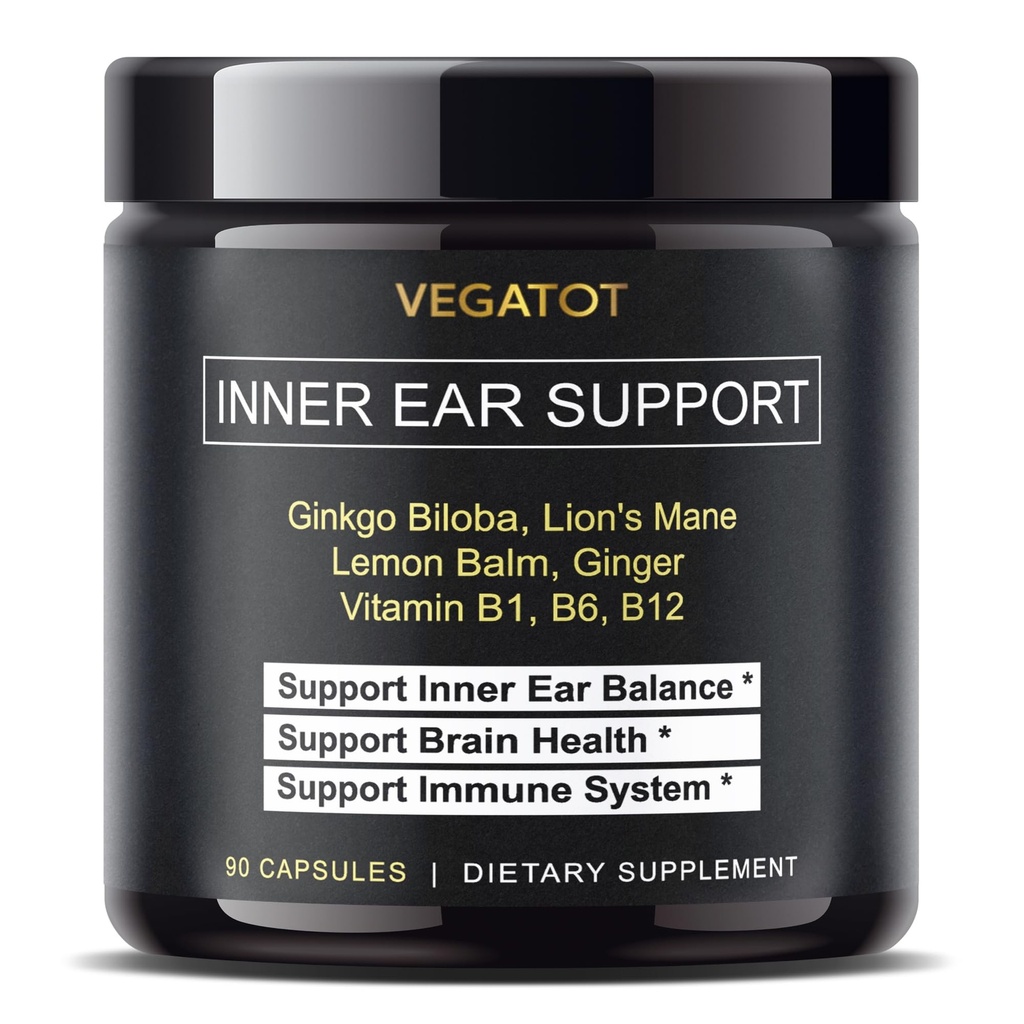 VEGATOT Vertigo dodatek *ZDA Made in Tested* Notranje uho dodatek z Ginkgo Biloba Lion je Mane Lemon Balm Ginger VIT B1, B6, B12- za vrtoglavico vrtenje notranjega ušesa ravnotežje