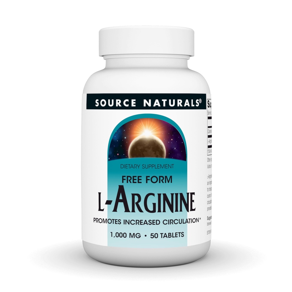 Naravni viri L- arginin spodbuja povečano cikulacijo * 1000 mg prosta oblika - 50 tablet