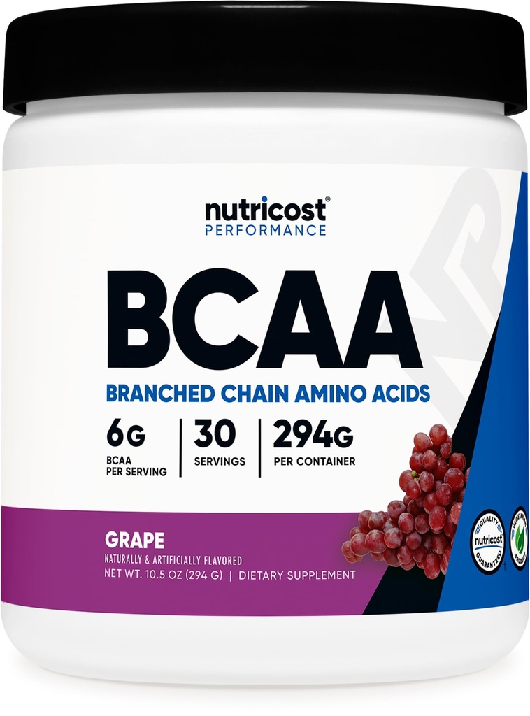 Nutricost BCAA prašek (Grape, 30 servingov) - Optimalno razmerje 2:1:1, vegetarijansko, ne-GMO