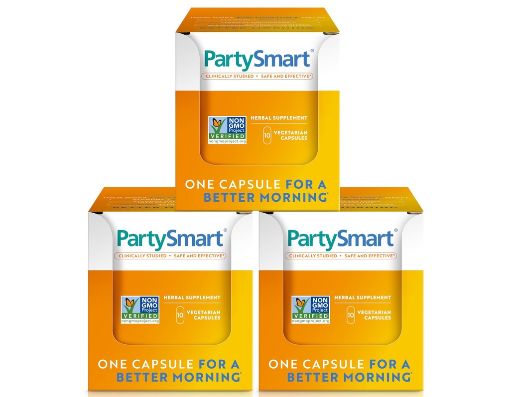 Himalaja PartySmart, 10 posameznih kapsul - Alkohol razčlenitev Jetra Podpora za boljše jutro po pitju - rastlin, Vegan, ne-GMO, Gluten brezplačno, klinično Študiran (Pack of 3)