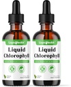 LIQUIDHEALTH Tekoči klorofil kapljice - notranji deodorazizer, antioksidanti, detoks jeter, Imunska podpora, lajšanje slabega dihanja, zmanjšanje apetita, kolagen za zdravje las in kože - Vegan, Non-GMO (2 paket)