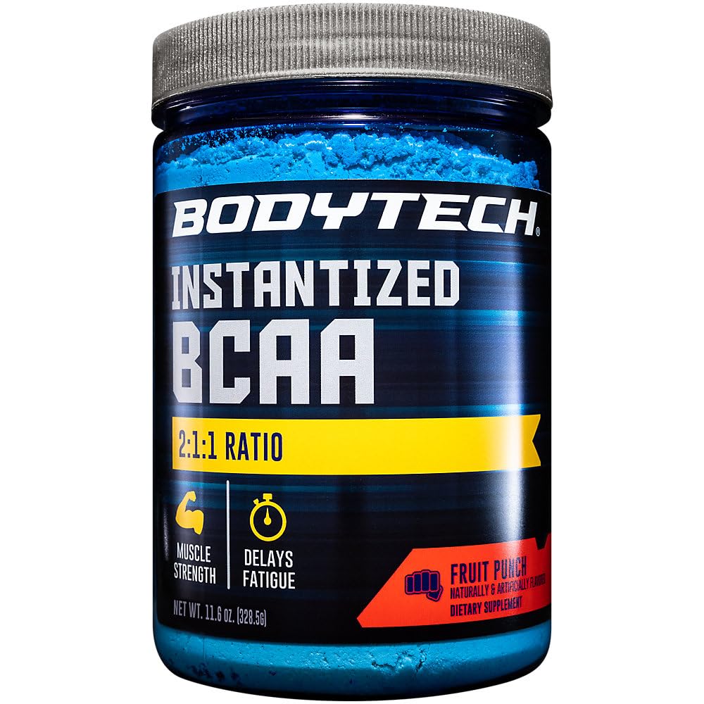 BodyTech BCAA prašek - Optimalno razmerje 2:1:1 - podpira okrevanje mišic, moč in vzdržljivost - sadni punch (11,5 oz)