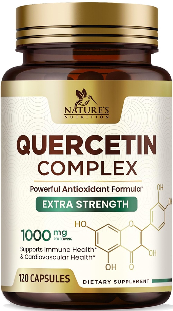 Quercetin dodatek 1000mg - naravna, rastlinsko-bazna podpora za imunske, celične, dihalne in sezonske spremembe - dodatna moč Quercetin Dihidrat iz Sophora Japonica - 120 Veggie kapsule