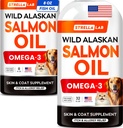 STRELLALAB Salmon Oil for Dogs Bundle – Natural Omega 3 for Skin, Coat&Itch Relief + Joint, Heart&Immune Support – EPA+DHA Fatty Acids – Wild Alaskan Fish Oil Liquid – 40 Fl Oz Total