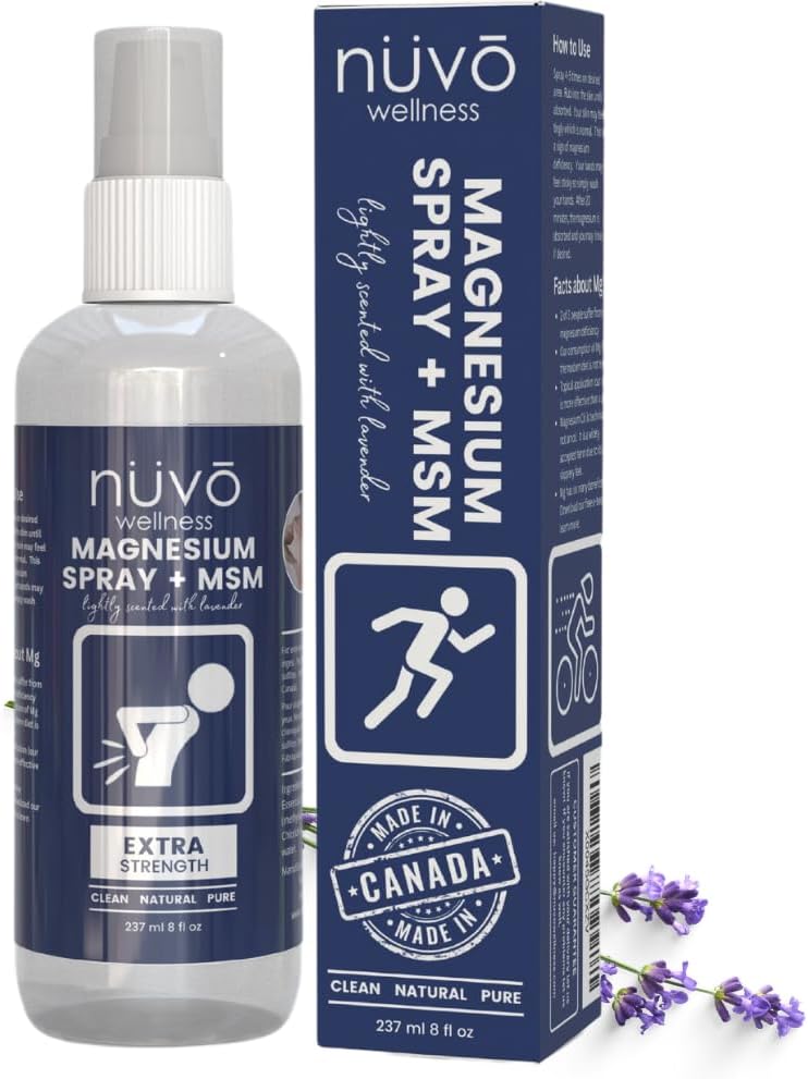 Nuvo Wellness Magnezij Spray z MSM – Dodatna moč – lahka sivka Scent – 12oz