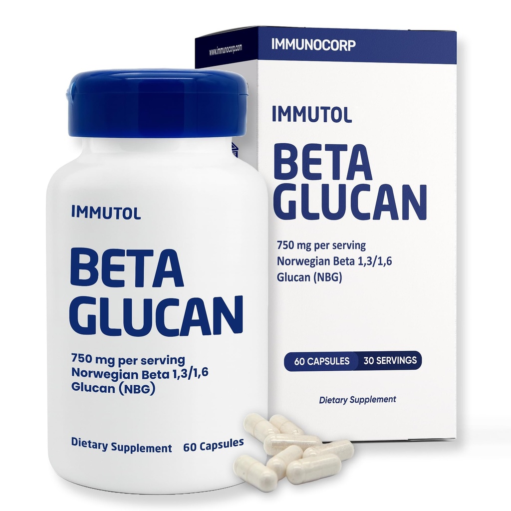 Imunska podpora Imuno Supplement z 750 mg beta glukana 1,3 1,6 - naravne sestavine, visoka moč za povečanje odpornosti in splošno Wellness, 60 kapsul (60)