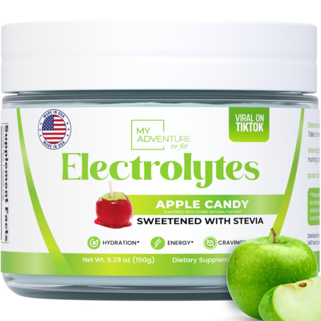 Nič sladkorja - Apple Candy Electrolytes Powder - osvežilna Hidracija - Kofein brez energije z vsemi naravnimi sestavinami - Vegan, Keto, in Paleo - Sladkor brez elektrolitov pijača mešamo - s 30 Strežnice