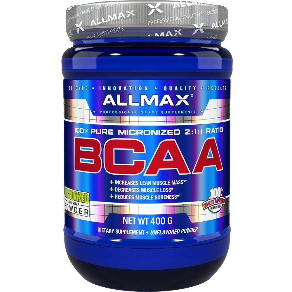 ALLMAX Essentials BCAA, brez arome - 400 g Instantized 2:1:1 Prašek - pomaga povečati mišično maso in zmanjšati občutljivost - Gluten & Soy Free - 80 Servings