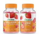 Življenjski kolagen & vitamin C + cink 50mg, Gummies Bundle - odličen okus, vitamin dopolnilo, Gluten brezplačno, GSO brezplačno, žvečljivi gumi