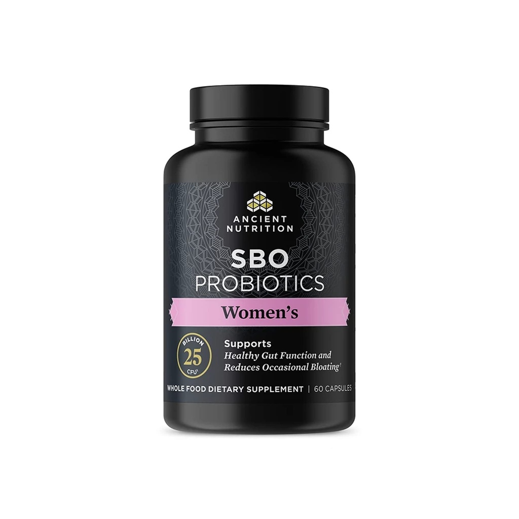 Ancient Nutrition Probiotics for Women, SBO Probiotics Women's 60ct, Prebavna in Imunska podpora, Bloating Relief for Women, Gluten Free, Superfoods Mešanica, 25 milijard CFUs*