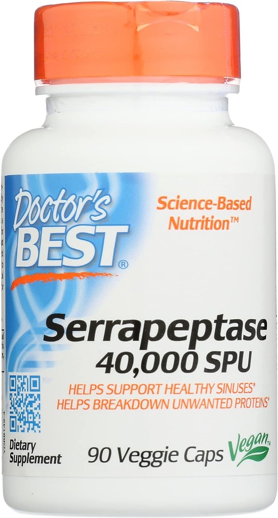 Zdravniki Najboljši Serrapeptase 40.000 SPU, Non-GMO, Vegan, 90 Veggie kapsule (paket po 1)