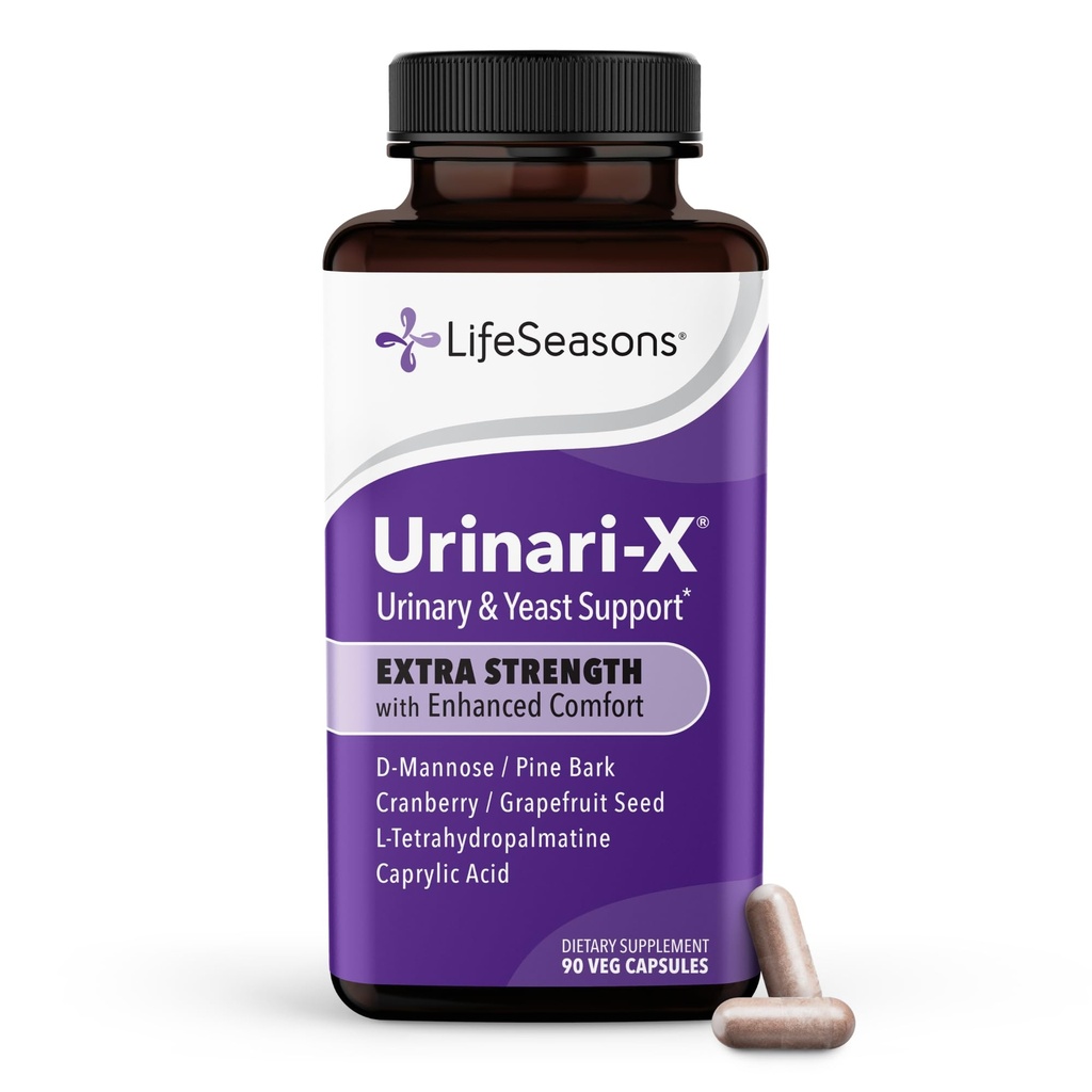 Urinari-X Extra Jakost z izboljšano podporo Comfort - Sečni trakt - hitro UTI Relief - Vitamin dodatek za Bladder funkcijo - D-manoza, brusnice, Pinebark, Uva Ursi & Grenivke - 90 kapsul