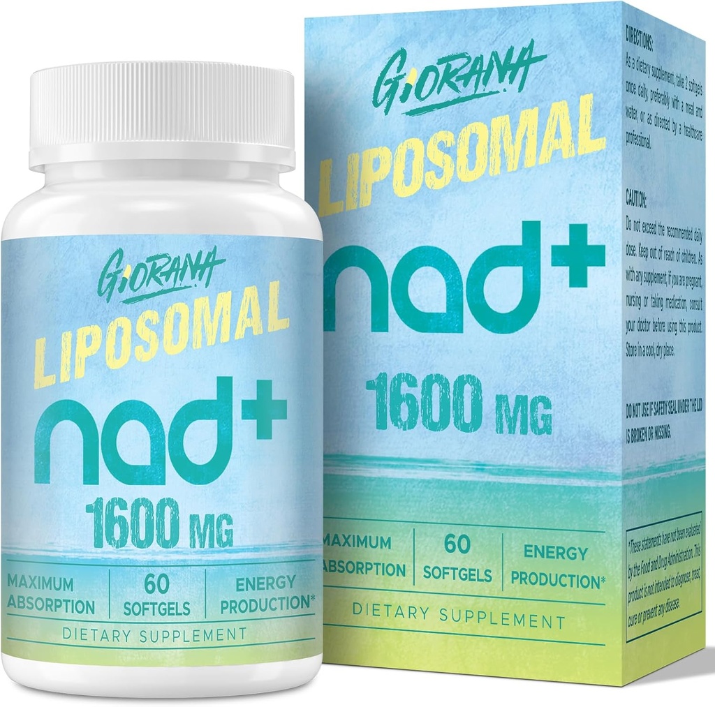 1600 MG Liposomal NAD+ dopolnilo, NAD+ Boost dodatek, Vrhunska absorpcija, Vitamin B3 za zaščito staranja, Dolgoživost, Energija, Popravila, Non-GMO, 60 Softgels