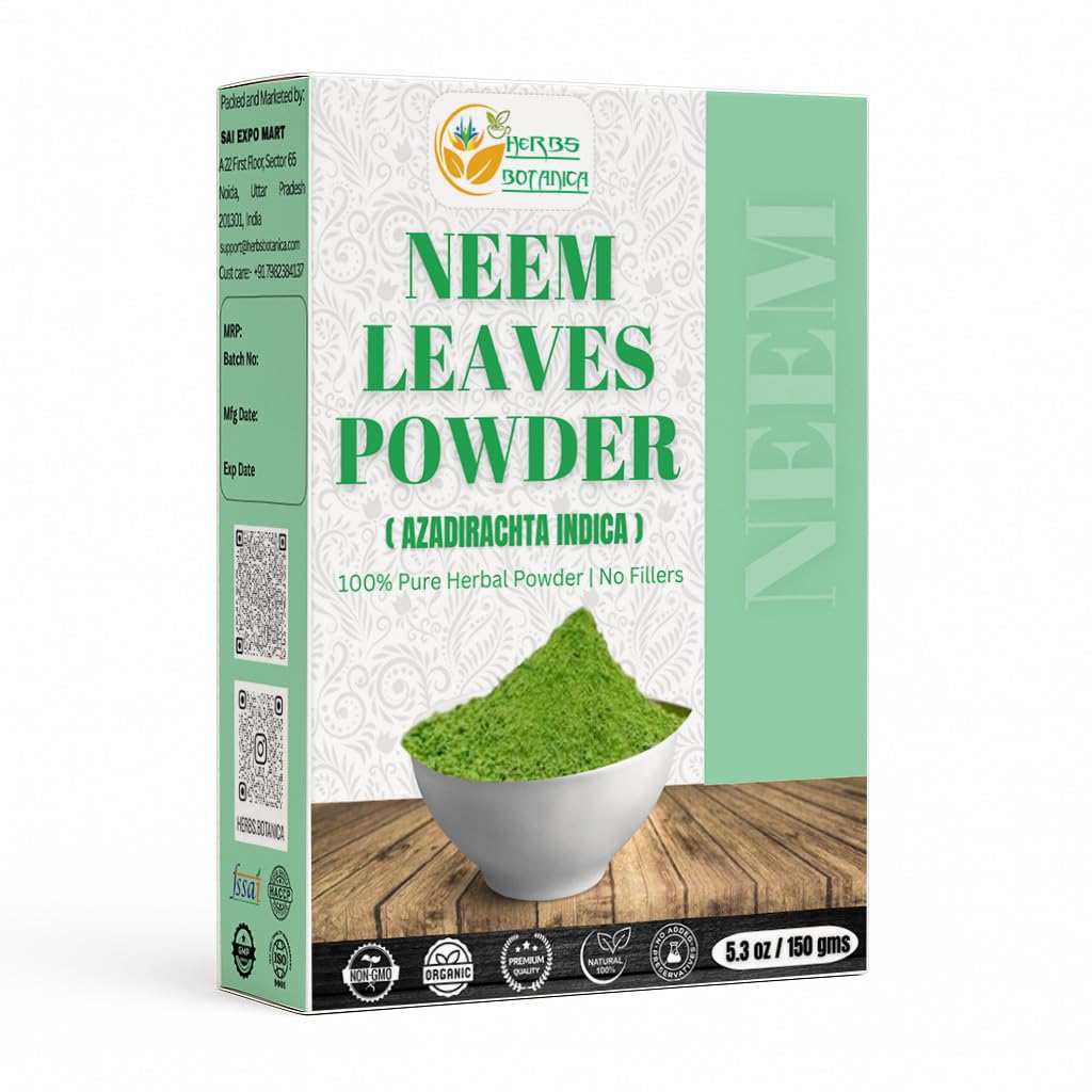 Zelišča Botanica Neem Prašek za rast las, nego kože in detox Wildcrafted Bitter Neem Leaves Prašek za podporo imunskega sistema, Prebavno zdravje 5.3 oz