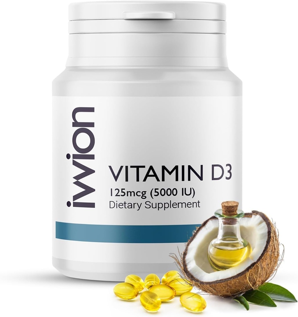 Certified Conservative-free Vitamin D3 5000 i.e. kapsule brez glutena, brez glutena, brez glutena - dodatna podpora vitamina D za zdrave kosti mišic in imunskega sistema, Made in UK, 365 Število (1 leto oskrbe)