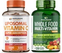 Zdrava Wellness Liposomal Vitamin C Kapsule (200 tablet 1500 mg pufer) Visoka absorpcija + hrana Multivitaminski za moške - naravni multi vitamini, minerali, organski ekstrakti