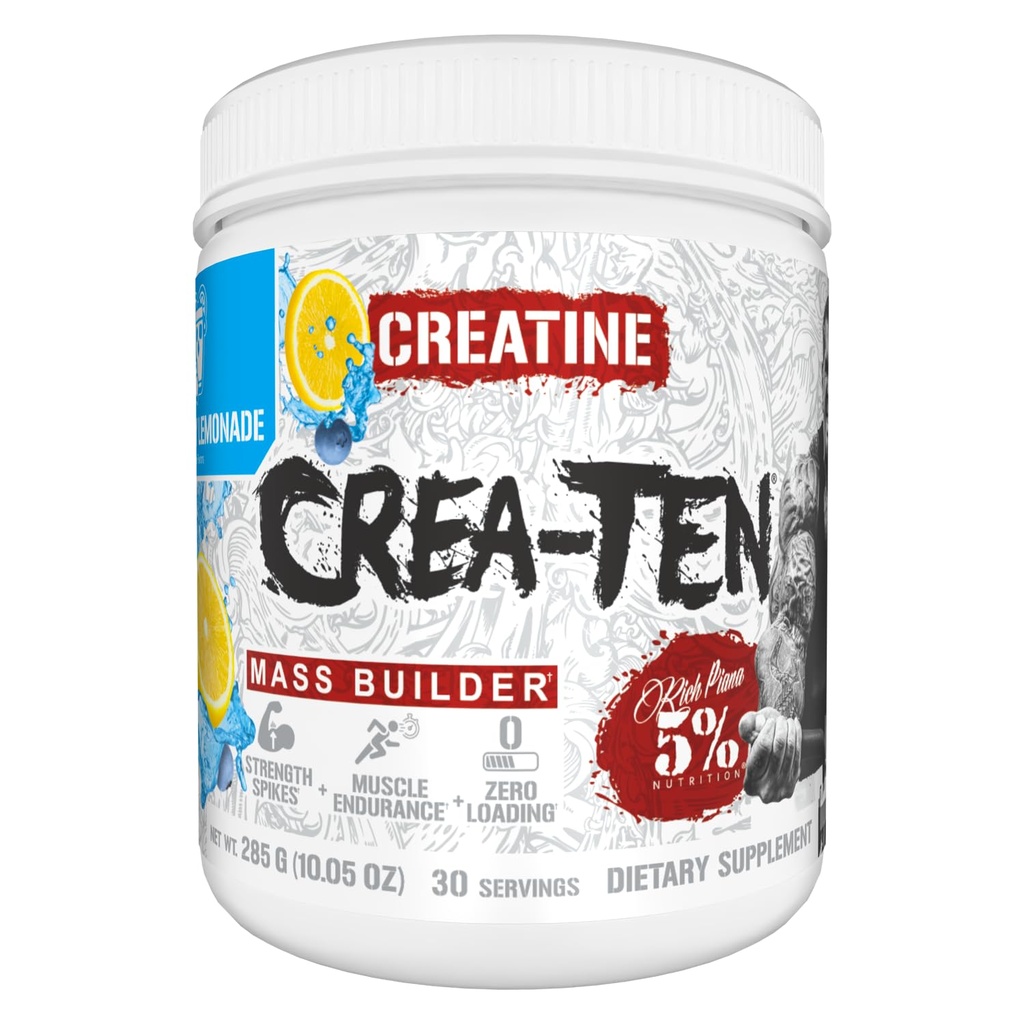 5% Nutrition CreaTEN Creatine Complex + Accelerators | Flavored Creatine Powder for Muscle Gain | Max Power, Strength, Endurance, & Recovery (Blueberry Lemonade)