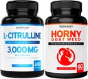 L citrulin (240 kapsul) L Arginin & dušikov oksid za stamino, vzdržljivost in zmogljivost za vadbe in pohotne koze (60 kapsul) Premium Hornygoatweed & Icariin Epimedium - Vegan & ZDA Made