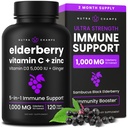 NutraChamps Bezgove jagode z vitaminom C in cinkom - 5 v 1 Imuniteta dodatek, 10.000mg Sambucus Črna Bezgove kapsule z vitaminom D3 5000 i.e., Samobucus Bezgov ekstrakt Imunska podpora za odrasle