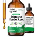 Wild & Organic Stinging Nettle Tinkture - Stinging Nettle Root Extract kapljice za moške in ženske - Tekoča Urtica Dioica dodatek - Vegan, sladkor in alkohol brez - 4 fl oz