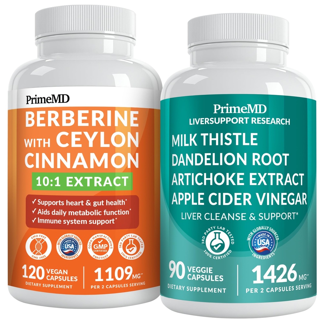 PrimeMD 21-v-1 Berberine dodatek s Ceylon cimet, Chromium, Bitter Melon in zeleni čaj ekstrakt (120 ct) &