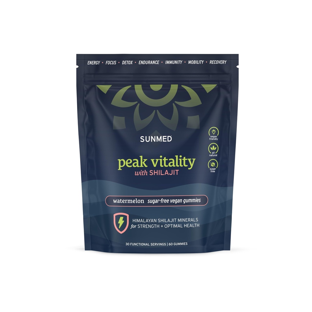 Vrhunska vitalnost Himalajan Shilajit Gumiji za moč, energijo in optimalno zdravje – brez sladkorja, Vegan, vse naravno – kognitivno fokus, regeneracija, imuniteta – lubenična aroma, 60ct