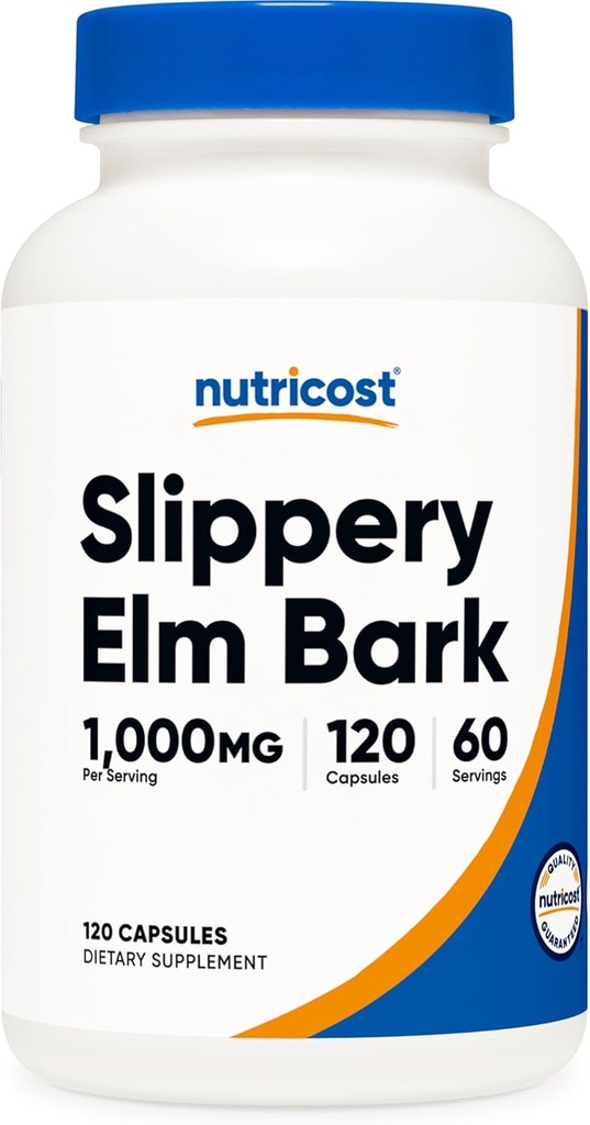 Nutricost Slippery Elm Bark Kapsule 1000mg na obrok, 120 Kapsule - brez glutena, vegetarijansko prijazno