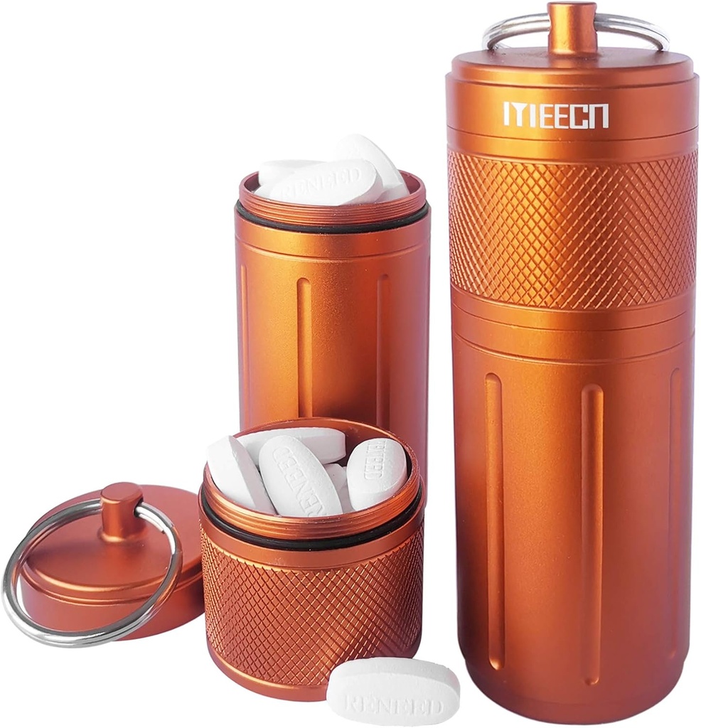 Two-Layer Pill Organizer, Waterproof Pill Container, Pill Holder can Store Pills Anything Sizes, Vitamins, Cod Liver Oil, Supplements and Medication, Rv products, Size:1.6 x 1.6 x 4.4 in(Orange)