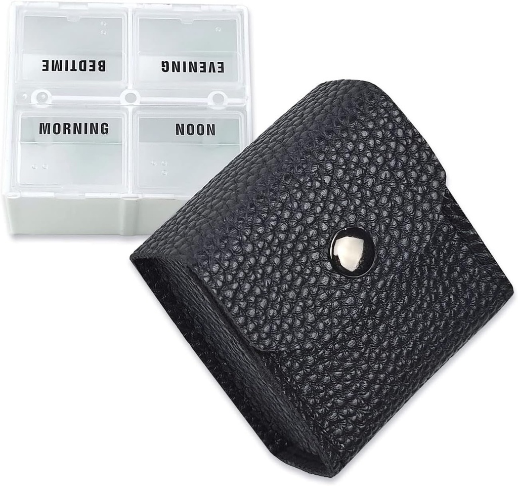 VOFOON mala tableta organizator, potovalne tablete škatla za torbico, žepne tablete vsebnik, 4 krat na dan dnevno prenosljiv Medicine Vitamin Case, ribje olje dopolnilno polje (4 oddelki, 4X-SU)