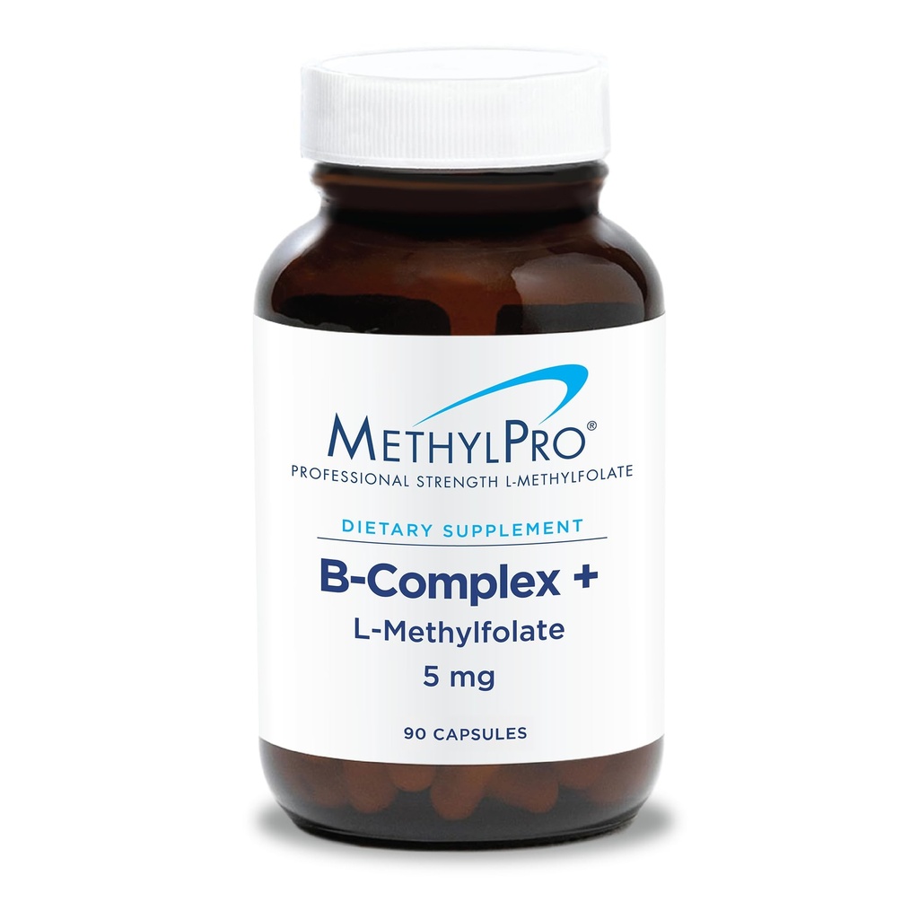 MetilPro B-kompleks + L-metilfolat 5 mg - Metilirani kompleks vitamina B za ženske in moške, celična energijska podpora s Folatom, Niacinom in Biotinom, VIT B dodatek - 90 veganskih kapsul