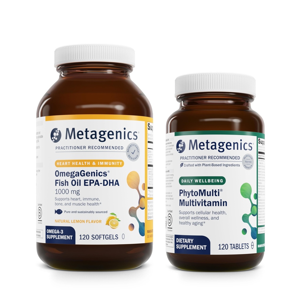Metagenics Bundle - OmegaGenics EPA-DHA 1000 & PhytoMulti - 120 Softgels of EPA-DHA 1000 for Heart, Health & Immune System Health* - 120 Tablets of PhytoMulti for Overall Health & Aging*