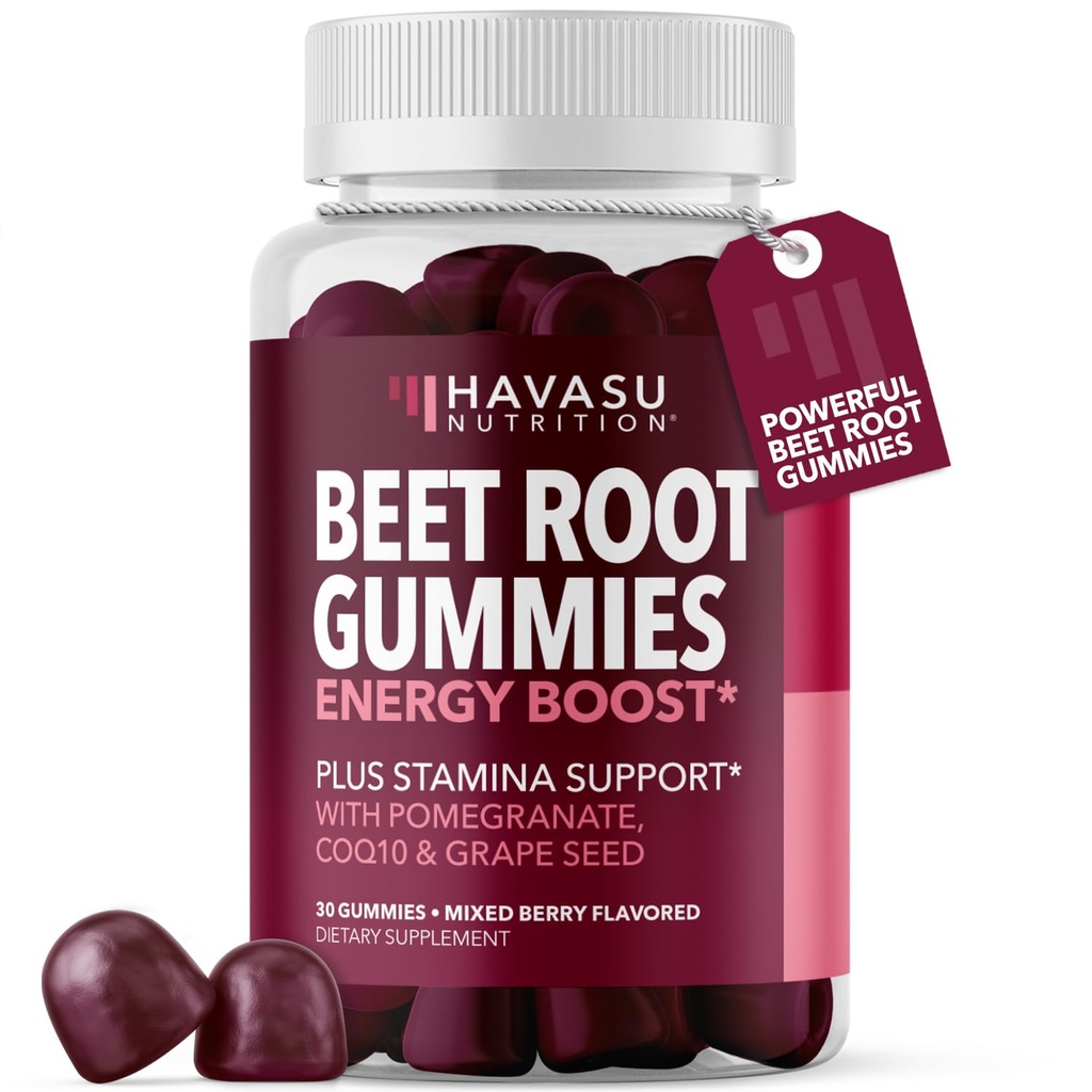 Pesa koren Gummies s COQ10 & Pomegranate - dušikov oksid dopolnilo za moške in ženske - Pesa za vzdržljivost, zmogljivost, okrevanje - Vegan, Non-GMO, Gluten brezplačno - Mešana jagodičja aroma, 30 grof